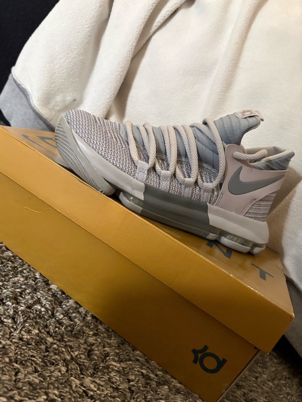 Nike Kids' Grey and Pink KD Basketball Sneakers